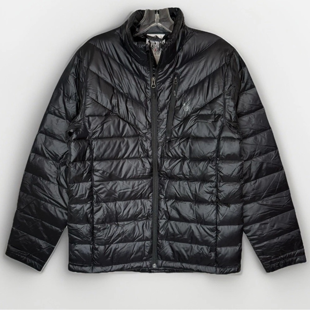 NWT Spyder Mens Small 600 Fill Down Jacket Black Lightweight Puffer Ski Coat